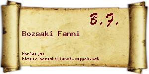 Bozsaki Fanni névjegykártya